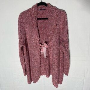 Vintage Pennington’s Pink Textured Knit Tie Front Cardigan 1X Cottagecore